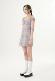 curetty (キュリティー)  C BACK POINT CHECKED DRESS_LIGHT VIOLET