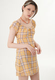 curetty (キュリティー)  C BACK POINT CHECKED DRESS_YELLOW