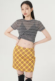 curetty (キュリティー) C RHINESTONE CHECKED SKIRT_YELLOW