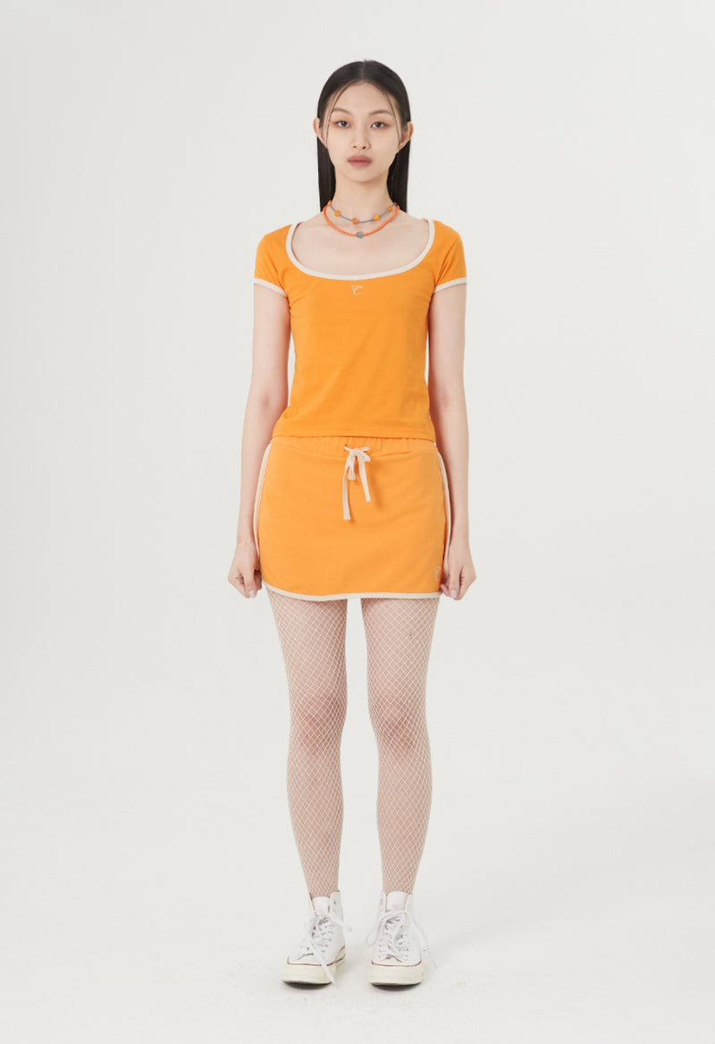 curetty (キュリティー) C CONTRAST COLOR SKIRT PANTS_ORANGE