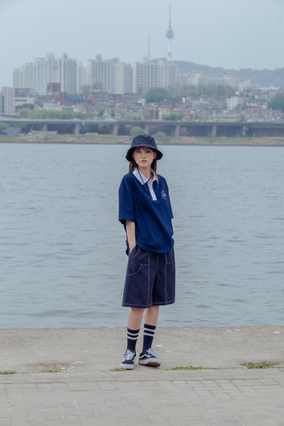 デイライフ(Daylife) Logo Rugby T-Shirt (Navy)