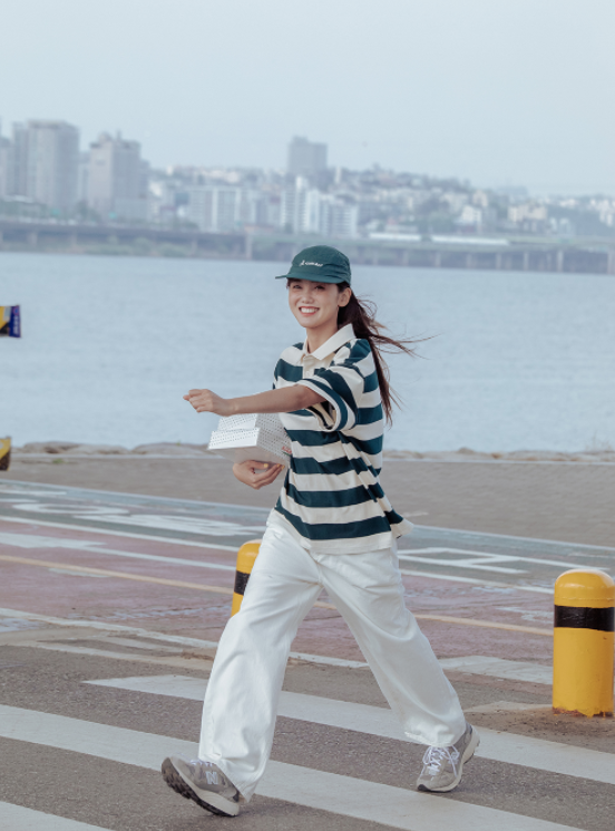 デイライフ(Daylife) Striped Rugby T-Shirt (Green)