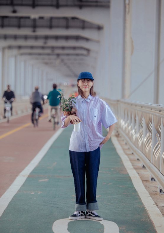 デイライフ(Daylife) striped oxford shirt