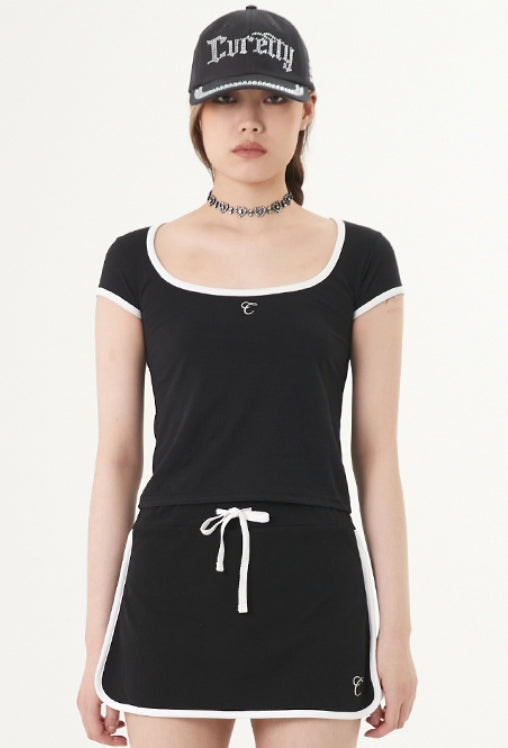 curetty (キュリティー) C CONTRAST COLOR T-SHIRT_BLACK