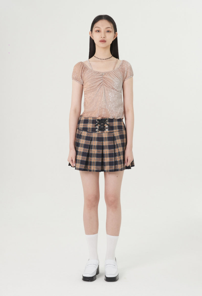 curetty (キュリティー) C METALLIC PUFF TOP_CORAL