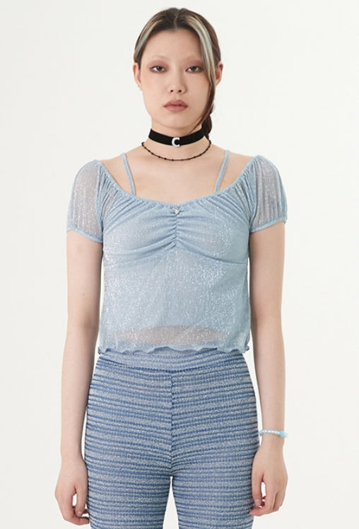 curetty (キュリティー)  C METALLIC PUFF TOP_LIGHT BLUE