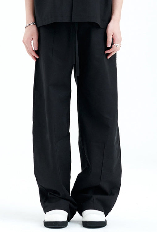 ラメルマメゾン (LA MER MA MAISON) PIN TUCK WIDE LINEN PANTS BLACK