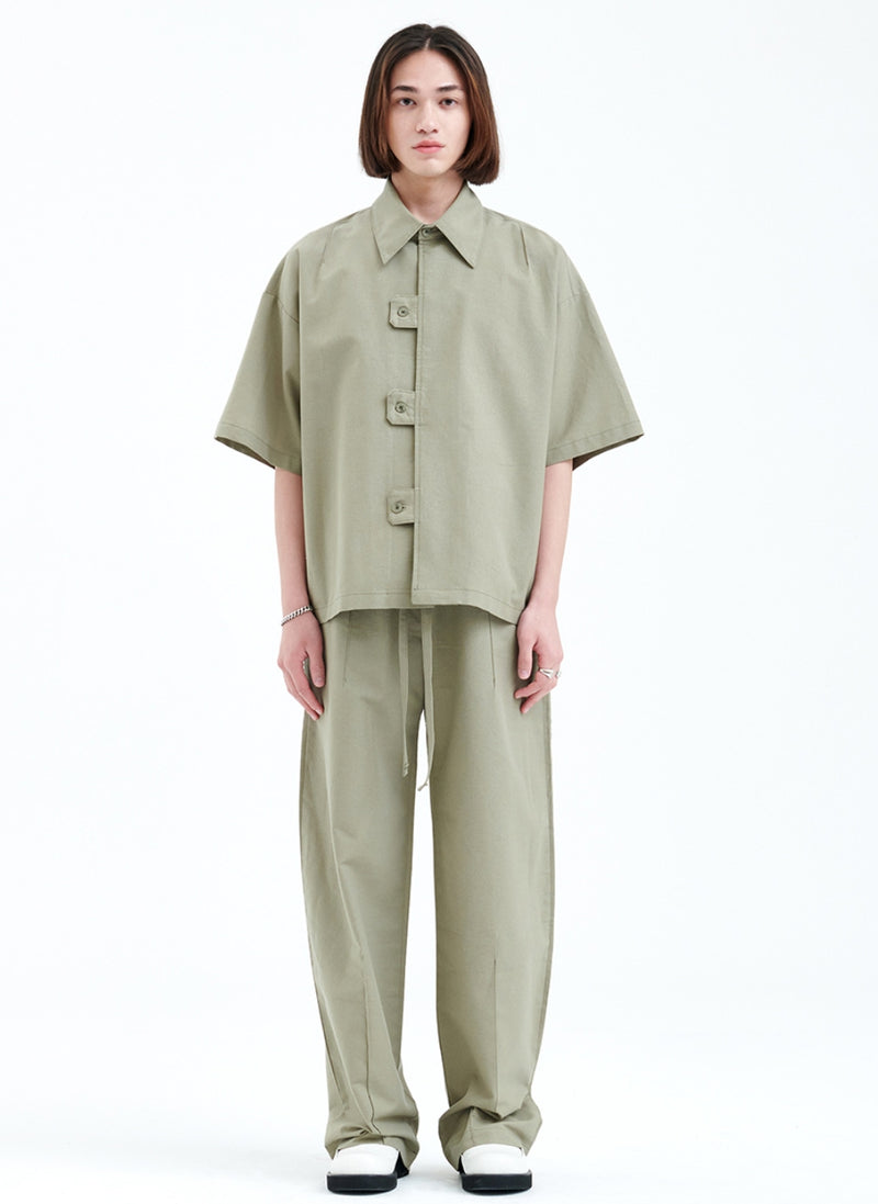 ラメルマメゾン (LA MER MA MAISON) PIN TUCK WIDE LINEN PANTS KHAKI