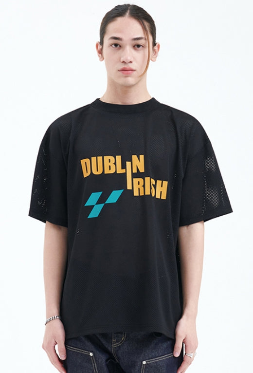 ラメルマメゾン (LA MER MA MAISON)  G.PRINT MESH HALF-T BLACK