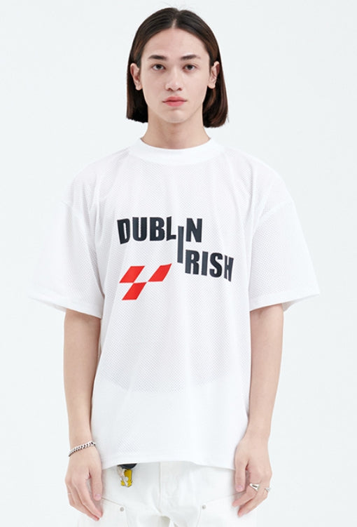 ラメルマメゾン (LA MER MA MAISON) G.PRINT MESH HALF-T WHITE