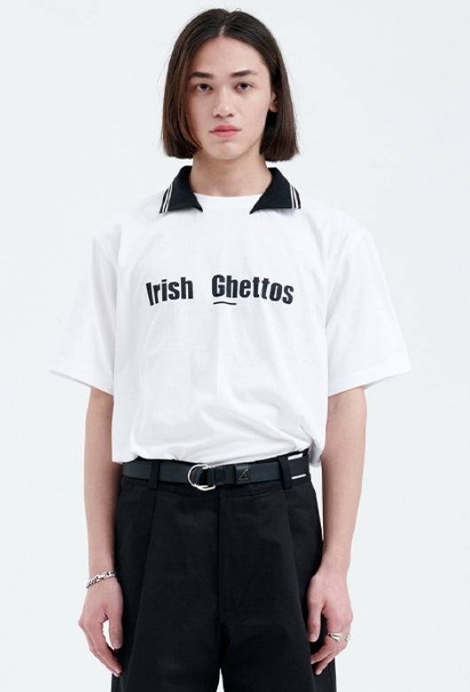 ラメルマメゾン (LA MER MA MAISON) ADD COLLAR HALF-T BLACK