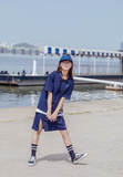 デイライフ(Daylife) Nylon Midi Skirt (Navy)