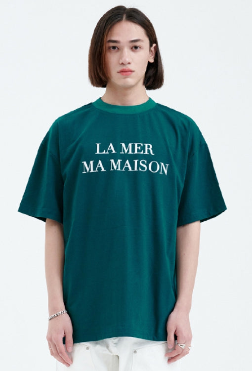 ラメルマメゾン (LA MER MA MAISON)  FLOCKING LOGO HALF-T GREEN