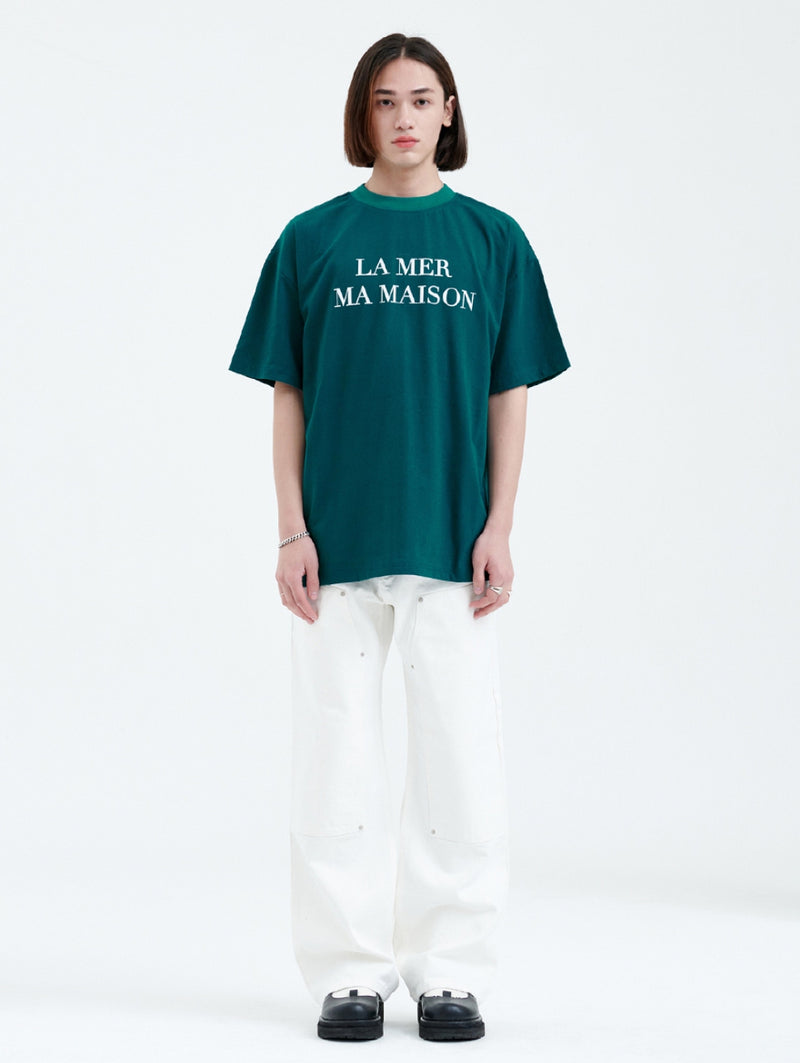 ラメルマメゾン (LA MER MA MAISON)  FLOCKING LOGO HALF-T GREEN