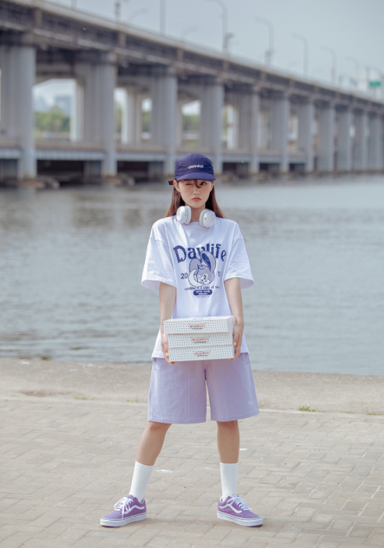 デイライフ(Daylife) Logo Carpenter Half Pants (Purple)