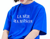 ラメルマメゾン (LA MER MA MAISON)  FLOCKING LOGO HALF-T BLUE