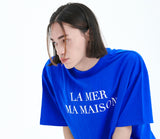 ラメルマメゾン (LA MER MA MAISON)  FLOCKING LOGO HALF-T BLUE