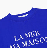 ラメルマメゾン (LA MER MA MAISON)  FLOCKING LOGO HALF-T BLUE