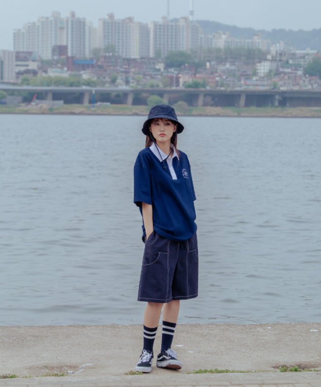 デイライフ(Daylife) Logo Carpenter Half Pants (Navy)