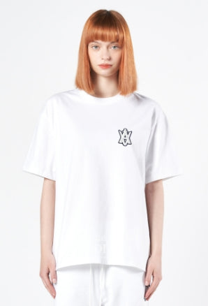 アクメドラビ(acme' de la vie) A LOGO EMBLEM PATCH SHORT SLEEVE T-SHIRT WHITE