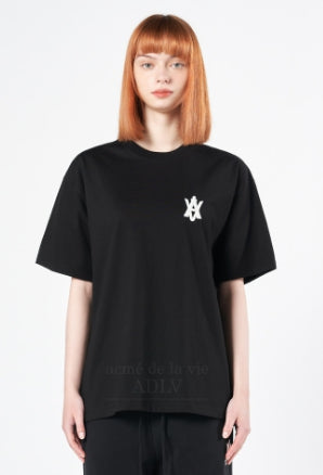 アクメドラビ(acme' de la vie) A LOGO EMBLEM PATCH SHORT SLEEVE T-SHIRT BLACK