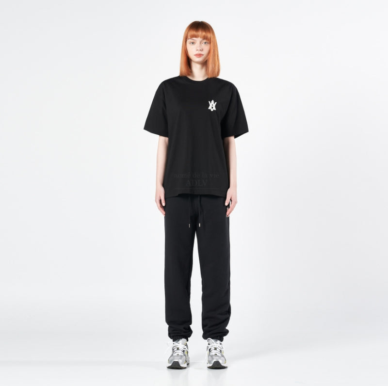 アクメドラビ(acme' de la vie) A LOGO EMBLEM PATCH SHORT SLEEVE T-SHIRT BLACK