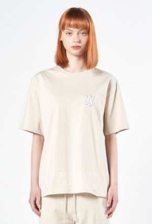 アクメドラビ(acme' de la vie) A LOGO EMBLEM PATCH SHORT SLEEVE T-SHIRT BEIGE
