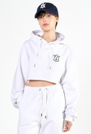 アクメドラビ(acme' de la vie) A LOGO EMBLEM PATCH CROP HOODIE WHITE