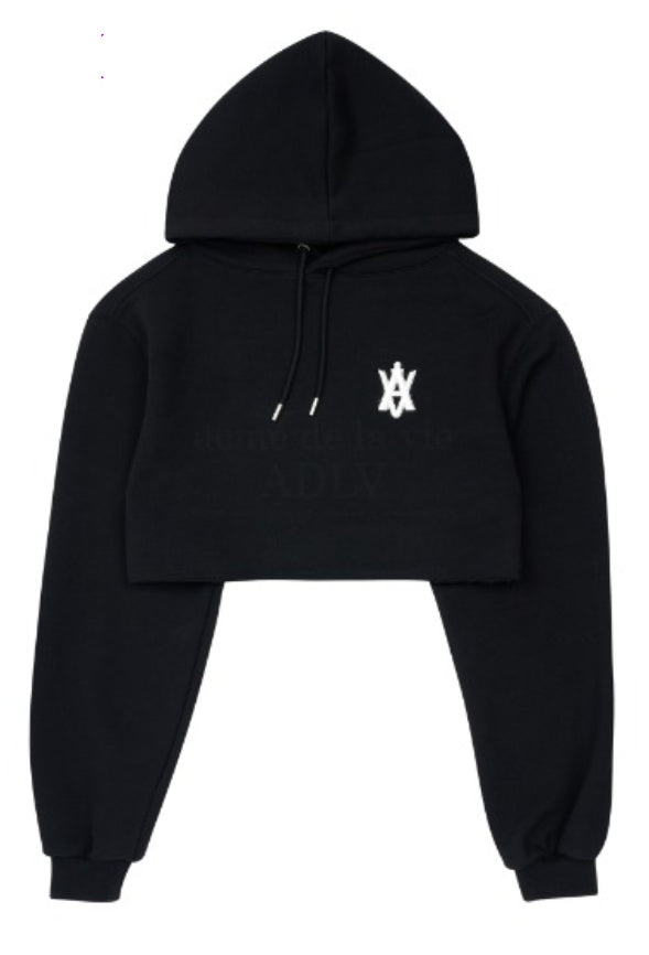 アクメドラビ(acme' de la vie) A LOGO EMBLEM PATCH CROP HOODIE BLACK