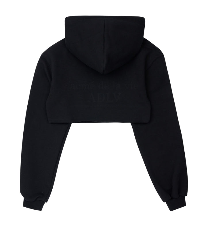 アクメドラビ(acme' de la vie) A LOGO EMBLEM PATCH CROP HOODIE BLACK