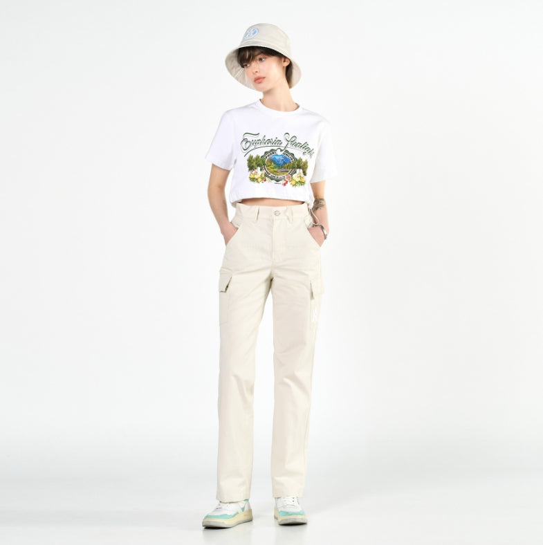 アクメドラビ(acme' de la vie) GREENERY ARTWORK CROP TOP SHORT SLEEVE T-SHIRT WHITE