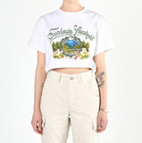 アクメドラビ(acme' de la vie) GREENERY ARTWORK CROP TOP SHORT SLEEVE T-SHIRT WHITE