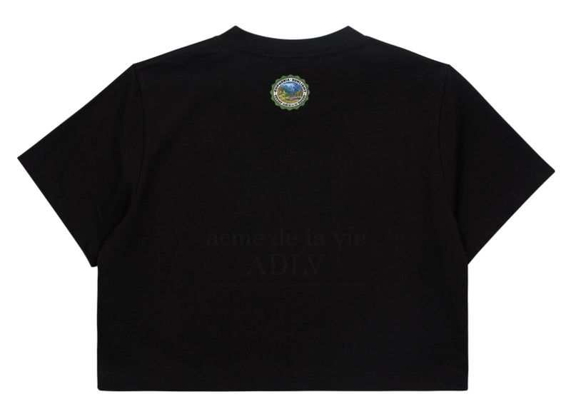 アクメドラビ(acme' de la vie) GREENERY ARTWORK CROP TOP SHORT SLEEVE T-SHIRT BLACK