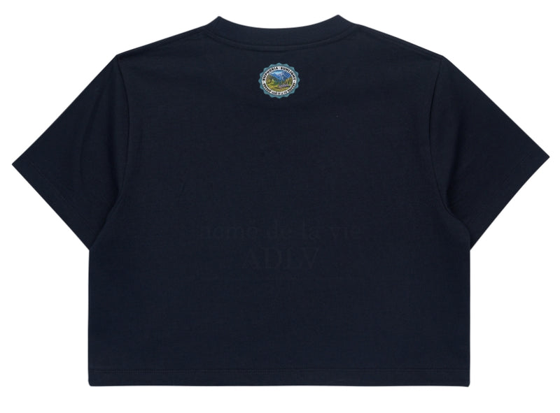 アクメドラビ(acme' de la vie) GREENERY ARTWORK CROP TOP SHORT SLEEVE T-SHIRT NAVY