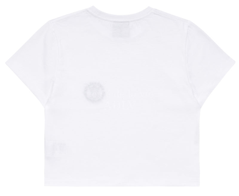 アクメドラビ(acme' de la vie) A LOGO EMBLEM EMBROIDERY CROP TOP SHORT SLEEVE T-SHIRT WHITE