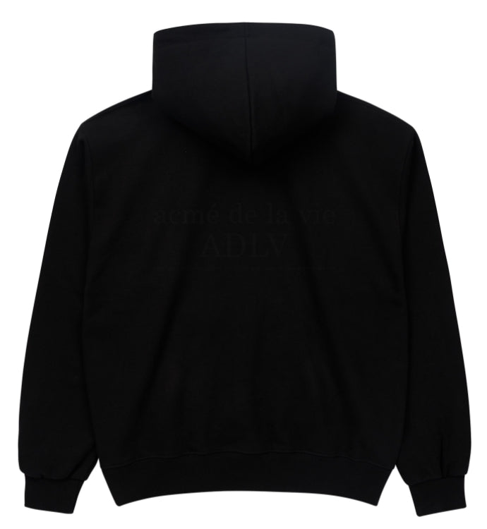 アクメドラビ(acme' de la vie) A LOGO EMBLEM FLOWER ESSENTIAL HOODIE BLACK