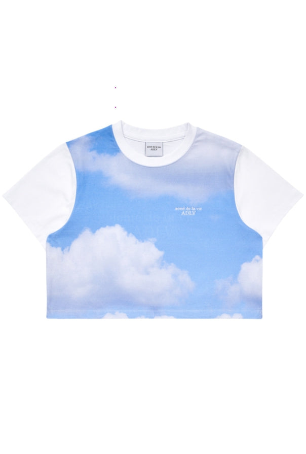 アクメドラビ(acme' de la vie) CLOUD ARTWORK CROP TOP SHORT SLEEVE T-SHIRT WHITE