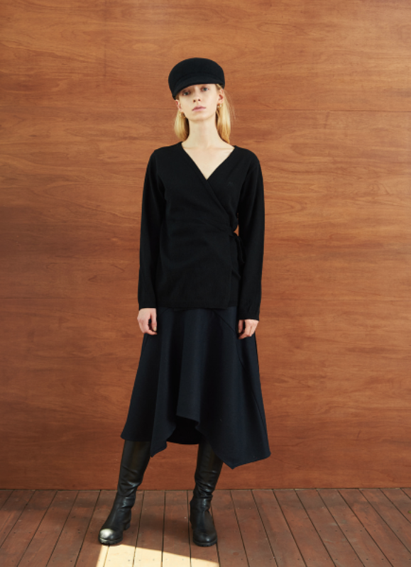 TMO BY 13MONTH（ティーエムオーバイサーティンマンス）WOOL MERMAID FRILL SKIRT (NAVY)