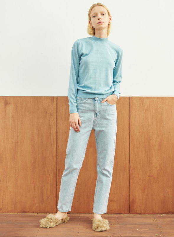 TMO BY 13MONTH（ティーエムオーバイサーティンマンス）HALF NECK LONG SLEEVE KNIT (BLUE)