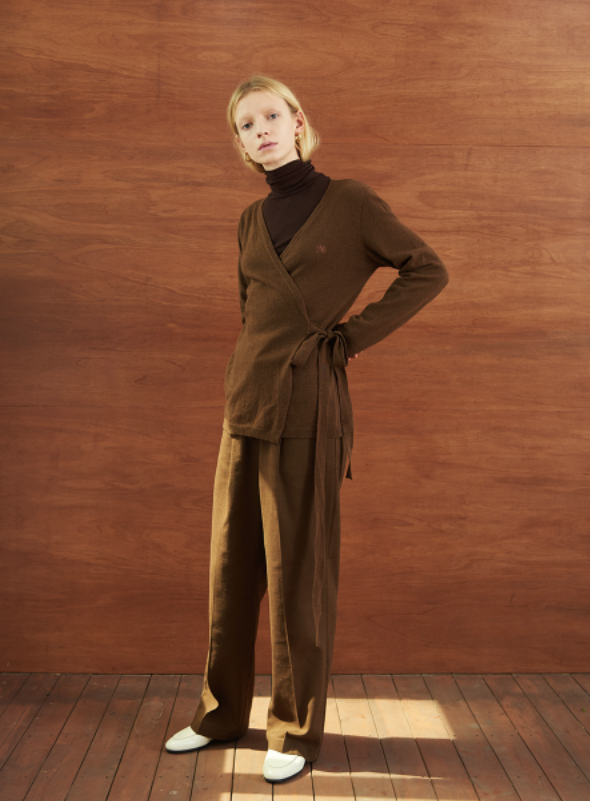 TMO BY 13MONTH（ティーエムオーバイサーティンマンス）STRAP KNIT CARDIGAN (BROWN)