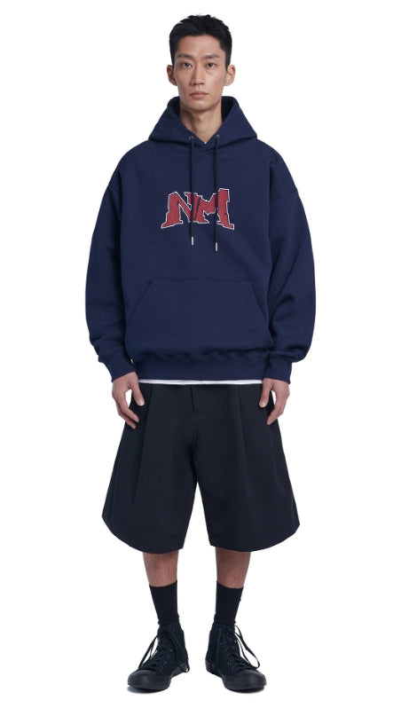 NOMANUAL(ノーマニュアル) CRACKED LOGO HOODIE - DARK NAVY