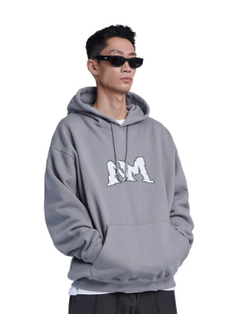 NOMANUAL(ノーマニュアル) CRACKED LOGO HOODIE - GRAY