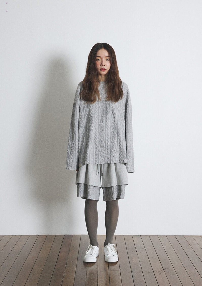 A NOTHING (エーナッシング) TWISTED ELASTIC LAYERED 1/2 PANTS (Gray)