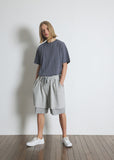 A NOTHING (エーナッシング) TWISTED ELASTIC LAYERED 1/2 PANTS (Gray)