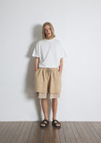 A NOTHING (エーナッシング) TWISTED ELASTIC LAYERED 1/2 PANTS (Beige)