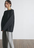A NOTHING (エーナッシング) TWISTED ELASTIC CUT-OUT BOX TEE (Charcoal)