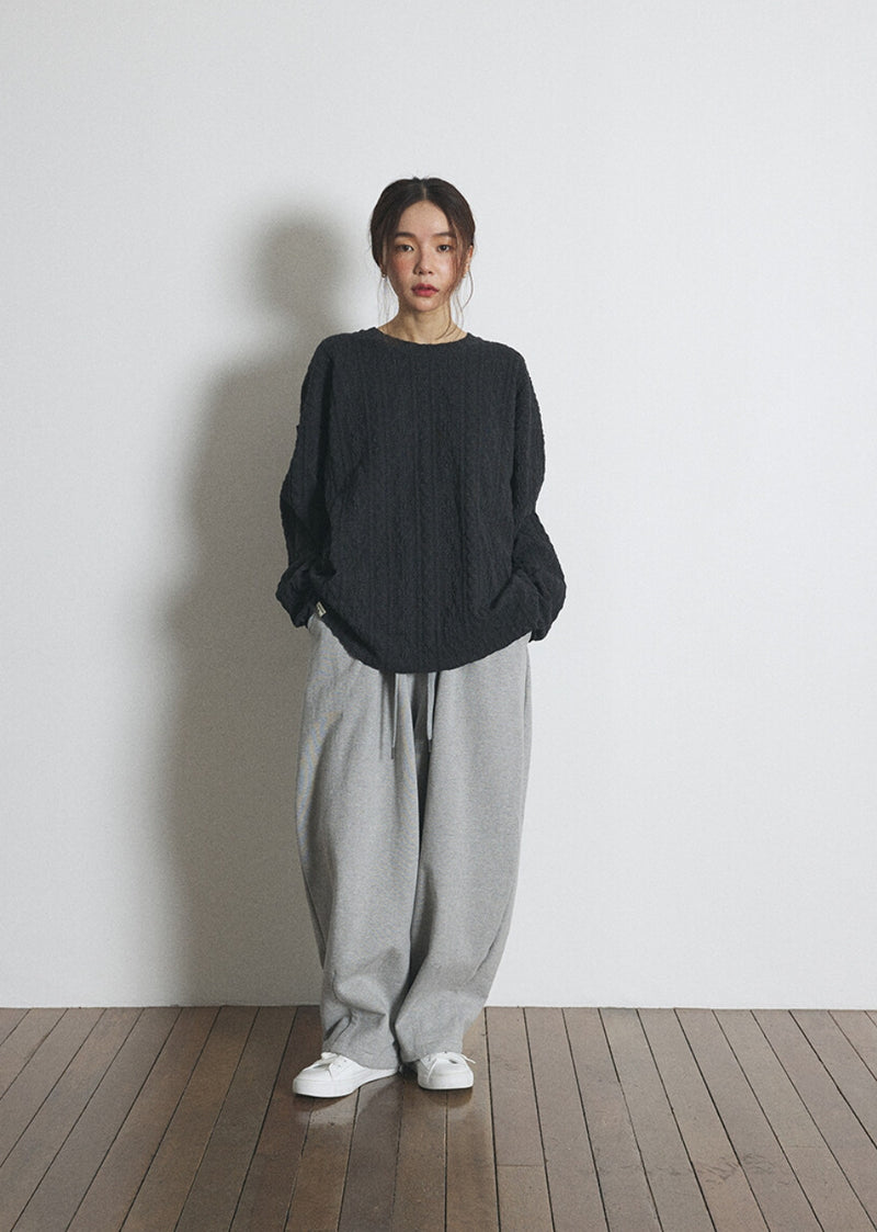 A NOTHING (エーナッシング) TWISTED ELASTIC CUT-OUT BOX TEE (Charcoal)