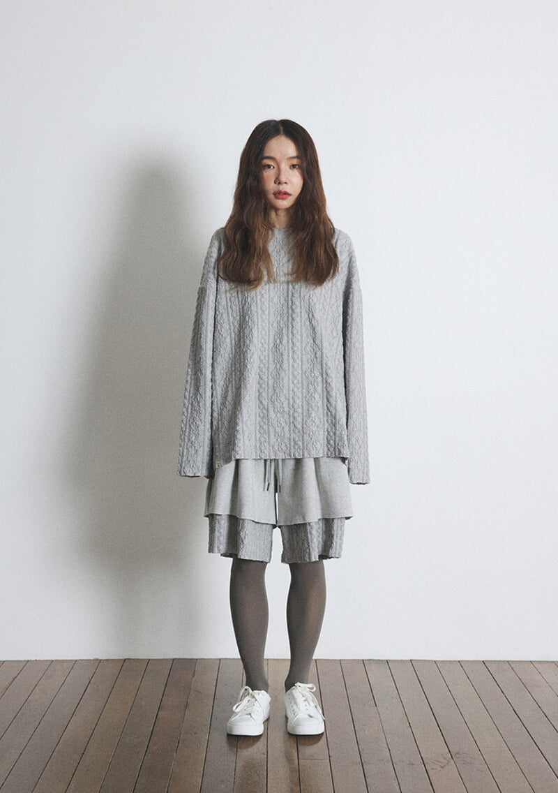 A NOTHING (エーナッシング) TWISTED ELASTIC CUT-OUT BOX TEE (Gray)