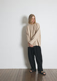 A NOTHING (エーナッシング) TWISTED ELASTIC CUT-OUT BOX TEE (Beige)