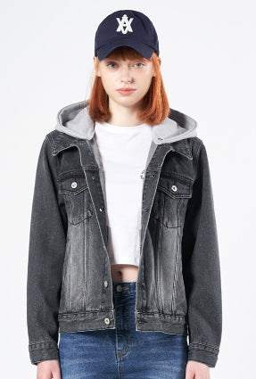 アクメドラビ(acme' de la vie) A LOGO PATCH DENIM HOODIE JACKET BLACK